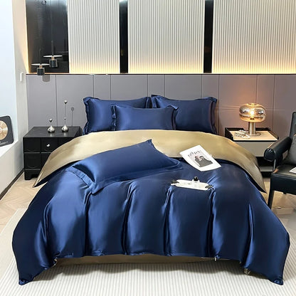 Luxury Bedding Set Solid Color Duvet Cover Bedsheet Pillowcase Smooth Satin Single Double King Queen Full Twin Size Quilt Cover