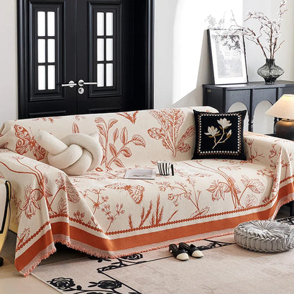 Vintage French Style Chenille Sofa Cover, Full Coverage for All Seasons, Luxury High-End Sofa Protector Slipcover