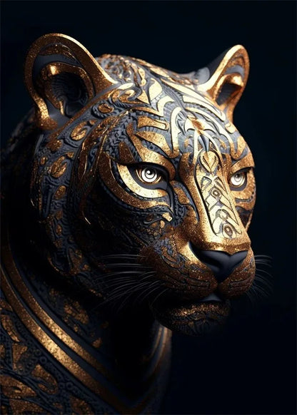 Black Gold Eagle Lion Canvas Painting Metal Poster Wall Art Nordic Deer Tiger Wolf Swan Aesthetic Picture for Living Room Decor