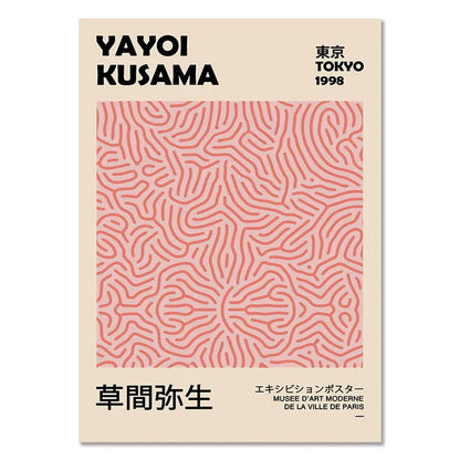 Abstract Yayoi Kusama Orange Canvas Art