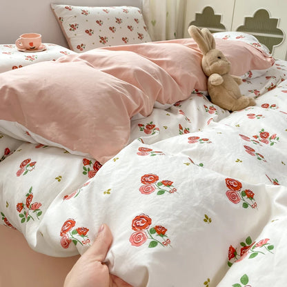 100% Washed Floral Bedding Set