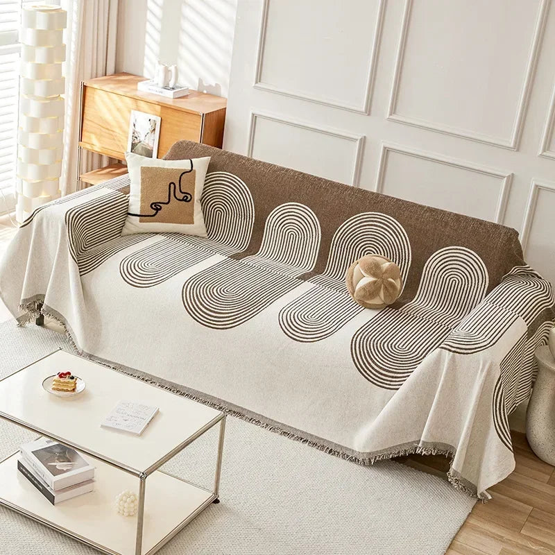 Nordic Tassel Throw Blanket Single Full Four Season Cotton Sofa Cover Dust Anti-cat Scratch Protection Cover Sofa Blanket Carpet