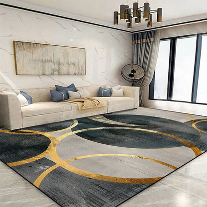 Modern Golden Geometric Non-slip Area Rug