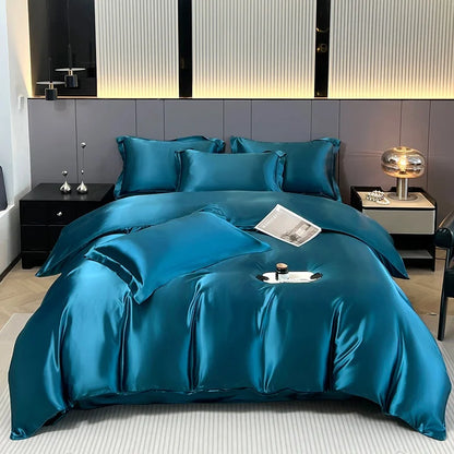 Luxury Bedding Set Solid Color Duvet Cover Bedsheet Pillowcase Smooth Satin Single Double King Queen Full Twin Size Quilt Cover