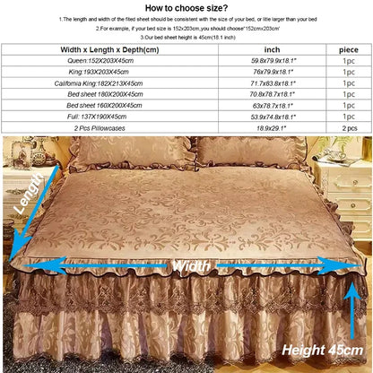 3-Piece Luxury Lace Bedspread with Thicken Bed Skirt