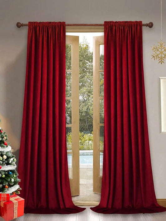 1PC Thicken Solid Color Curtain European Style Italian Material Soft Warm and Thick Floor-Length Rod Pocket Suitable