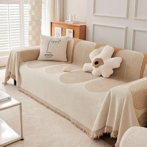 Customizable Sofa Throw Blankets Outdoor Camping Picnic Large Blanket Leisure Relax Beach Towel white Travel Rug Tassels Linen