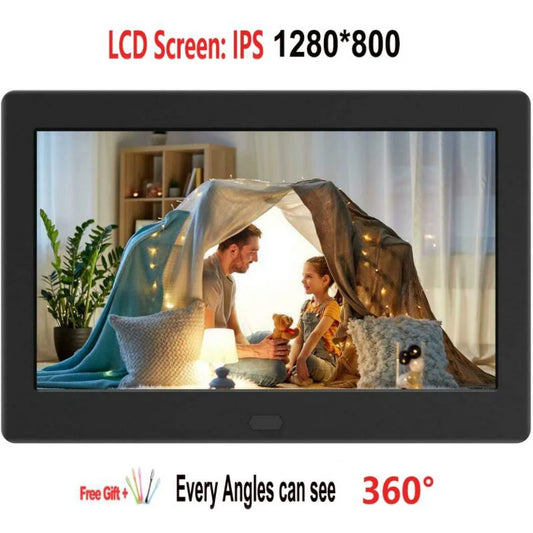 10"Digital Picture Photo Frame IPS Full-View Screen Photo Album 1280*800 Clock Calendar Video Player with Remote Control