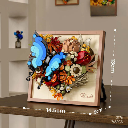 RiceBlcok 765pcs Flower Bouquet Building Blocks Set Creative Wall Art Framework Christmas Gifts home tabletop decoration