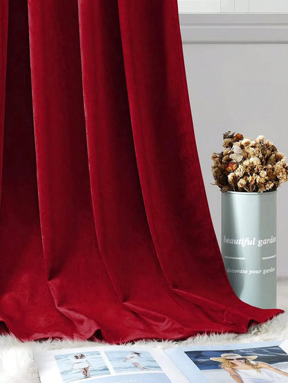 1PC Thicken Solid Color Curtain European Style Italian Material Soft Warm and Thick Floor-Length Rod Pocket Suitable
