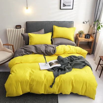 Nordic 3/4Pcs Solid Solor Bedding Set Home Duvet Cover Sheet Quilt Cover AB side Bedroom Decor Queen King Size 150x200 220x240