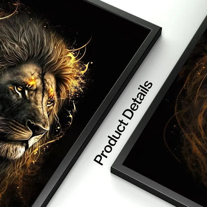 Black and Golden Light Lion Posters Modern Animal Canvas Painting HD Pictures Wall Art for Living Room Home Decoration No Frame