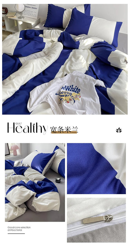 Stripe Comforter Set with Pillowcase & Bed Sheet