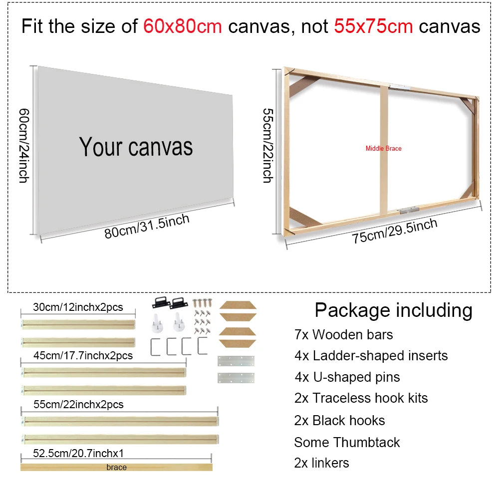 30x40 40x60 50x70cm Canvas Frame Wooden Frames Wooden Photo Oil Painting Canvas Diamond Painting Frames Canvas Wood Wall Frame