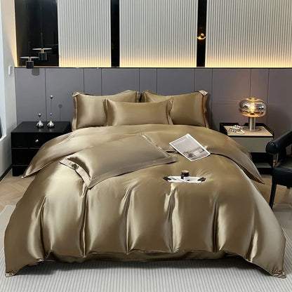 Luxury Bedding Set Solid Color Duvet Cover Bedsheet Pillowcase Smooth Satin Single Double King Queen Full Twin Size Quilt Cover