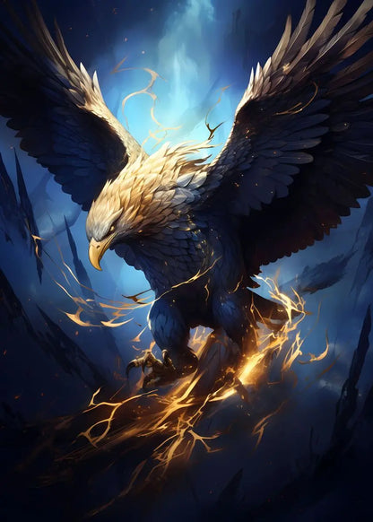 Golden Eagle Poster Bird Head Handsome Sharp Gold Animal Prints Canvas Painting Wall Art Pictures Home Room Modern Decoration