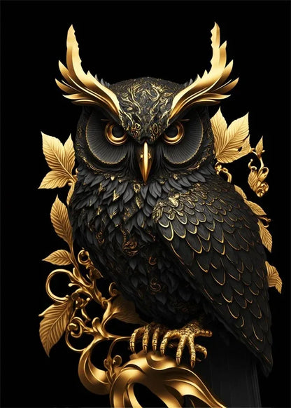 Black Gold Eagle Lion Canvas Painting Metal Poster Wall Art Nordic Deer Tiger Wolf Swan Aesthetic Picture for Living Room Decor