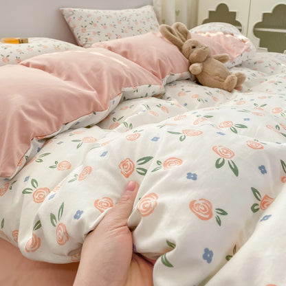 100% Washed Floral Bedding Set