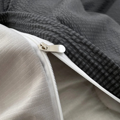 3pcs Duvet Cover Black Fashion Bedding Set for Men Grey Comforter Cover Microfiber Solid Color Quilt Cover with 2 Pillowcases