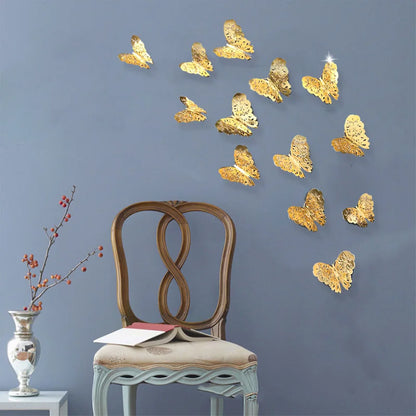 12Pcs 3D Hollow Butterfly Wall Stickers