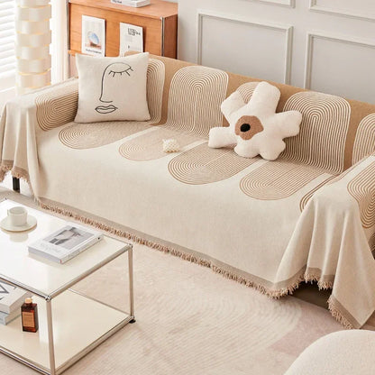 Customizable Sofa Throw Blankets Outdoor Camping Picnic Large Blanket Leisure Relax Beach Towel white Travel Rug Tassels Linen
