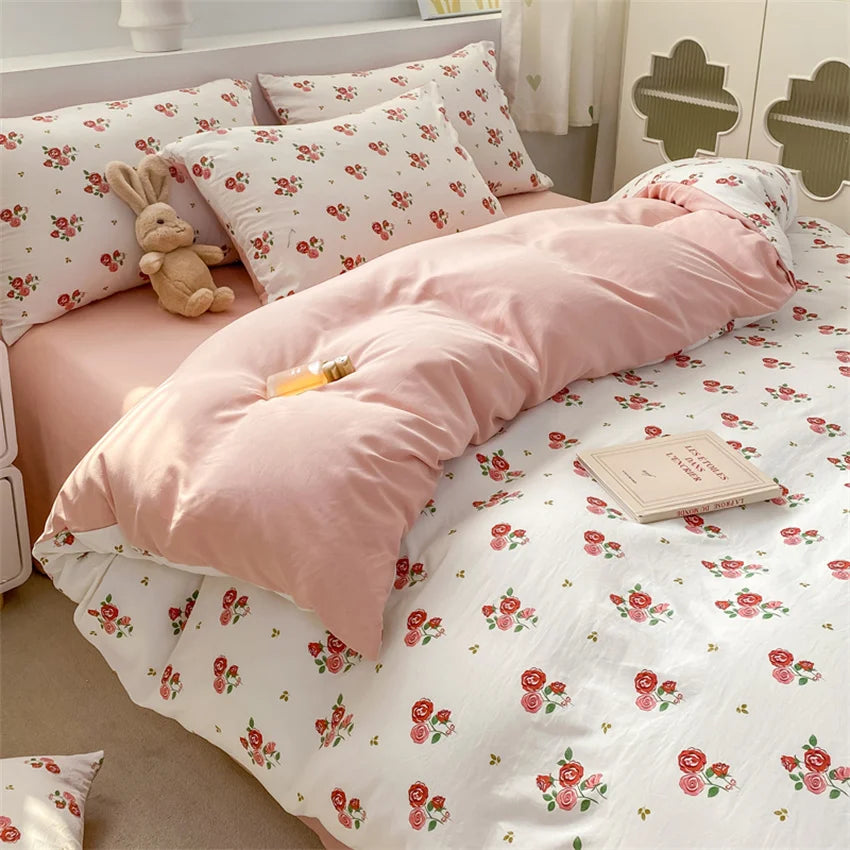 100% Washed Floral Bedding Set