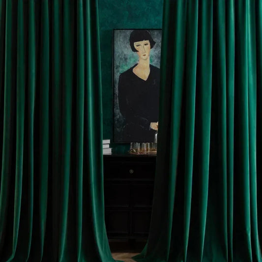 Simple Luxurious Velvet Curtains for Living Room Bedroom Flannelette Nordic Mink Green Non-inverted Fleece Blackout Thickened