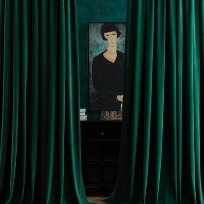 Simple Luxurious Velvet Curtains for Living Room Bedroom Flannelette Nordic Mink Green Non-inverted Fleece Blackout Thickened