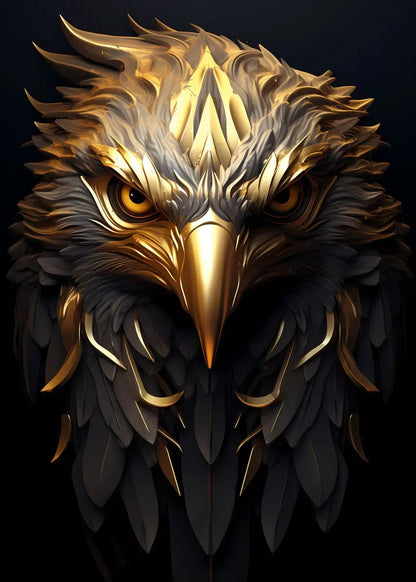 Golden Eagle Poster Bird Head Handsome Sharp Gold Animal Prints Canvas Painting Wall Art Pictures Home Room Modern Decoration