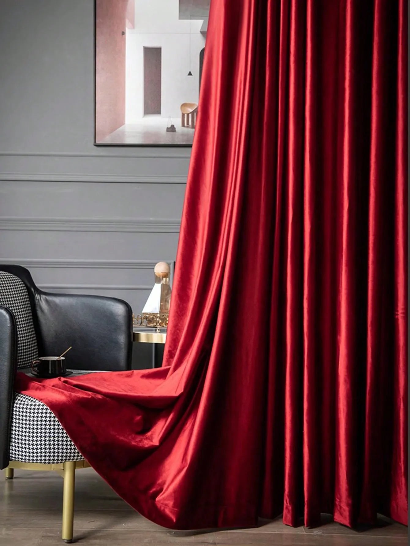 1PC Thicken Solid Color Curtain European Style Italian Material Soft Warm and Thick Floor-Length Rod Pocket Suitable