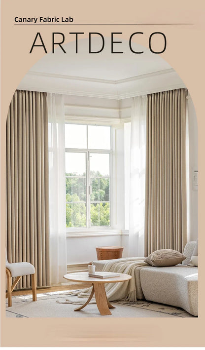 Custom Beige Chenille Luxury Curtains