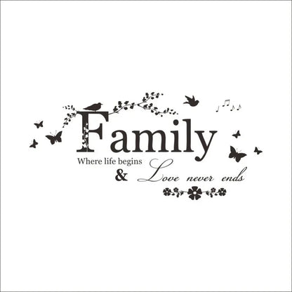 Family Love Never Ends Wall Decal