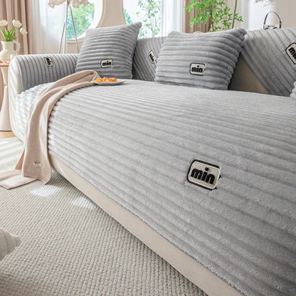Winter Rabbit Fur Plush Sofa Cushion, Thickened Non-Slip Seat Pad, Anti-Cat Scratch Sofa Cover for Cross-Border