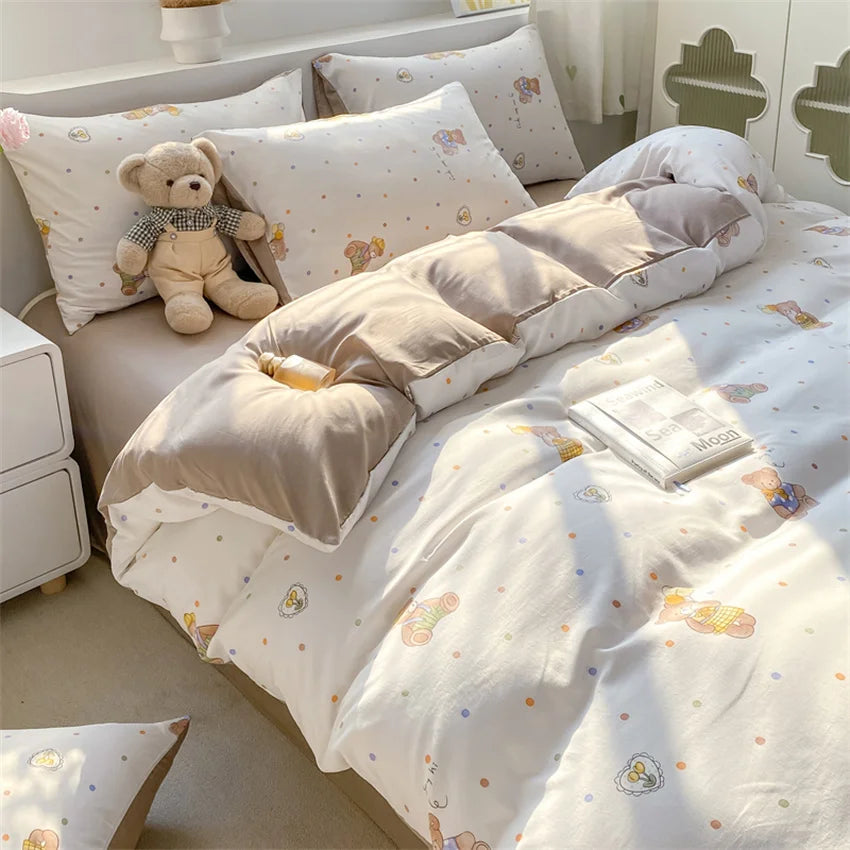 100% Washed Floral Bedding Set