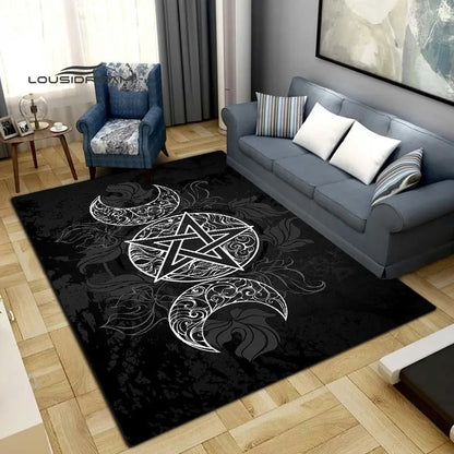 Gothic Witch Sacrifice Rugs Triple Moon Divination Home Living room Bedroom Large area soft carpet Halloween Decoration Rune # 6
