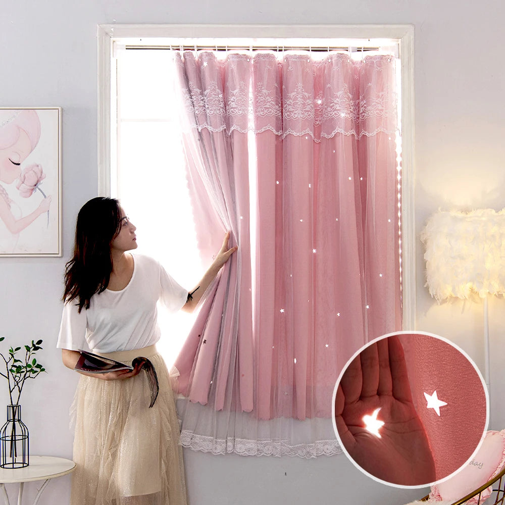Star Blackout Curtains with Gauze