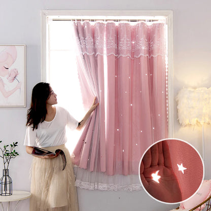 Star Blackout Curtains with Gauze