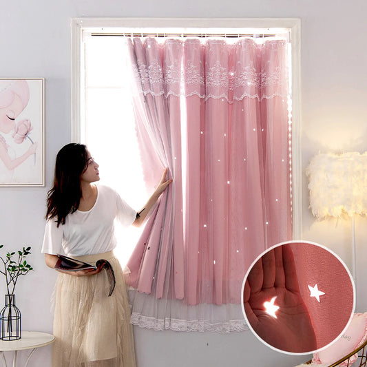 Star Blackout Curtains with Gauze
