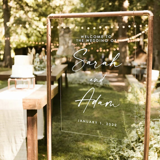 Welcome To Wedding Of Mirror Vinyl Sticker Personalized Name And Date Decal Wedding Sign Birthday Engagement Party Wall Decal