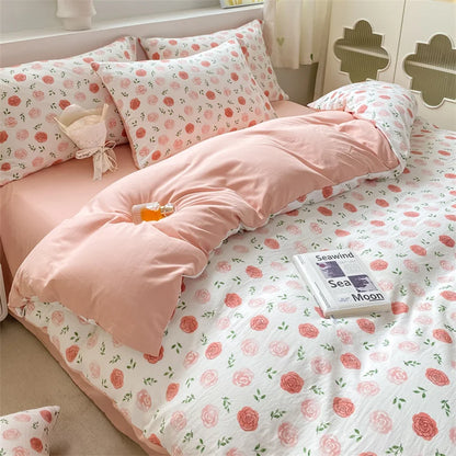 100% Washed Floral Bedding Set