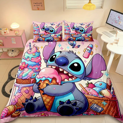 Cute Stitch Duvet Cover Kids Cartoon Bedding Set 3D Printed Comforter Cover Queen King Full Size for Bedroom Decoration