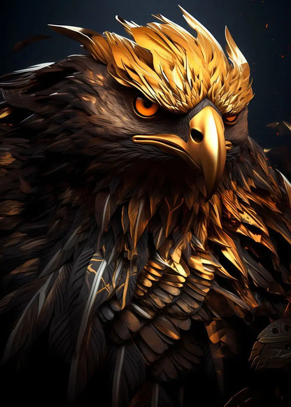 Golden Eagle Poster Bird Head Handsome Sharp Gold Animal Prints Canvas Painting Wall Art Pictures Home Room Modern Decoration