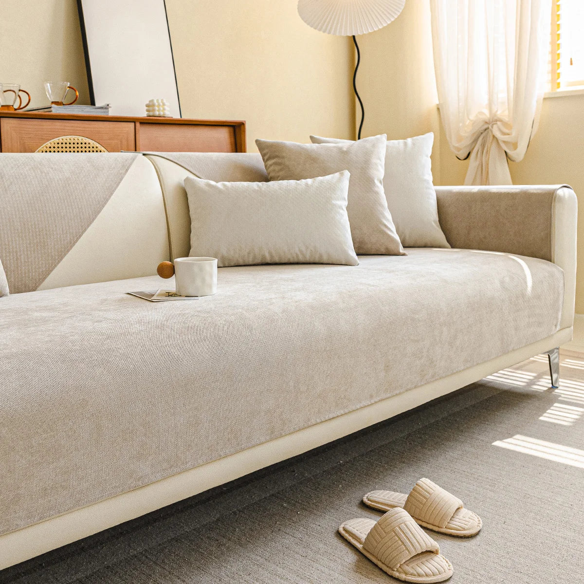 Waterproof Sofa Cover Solid Color Living Room Sofa Cushion Non-Slip Sofa Cushion Armrest Combination Covers