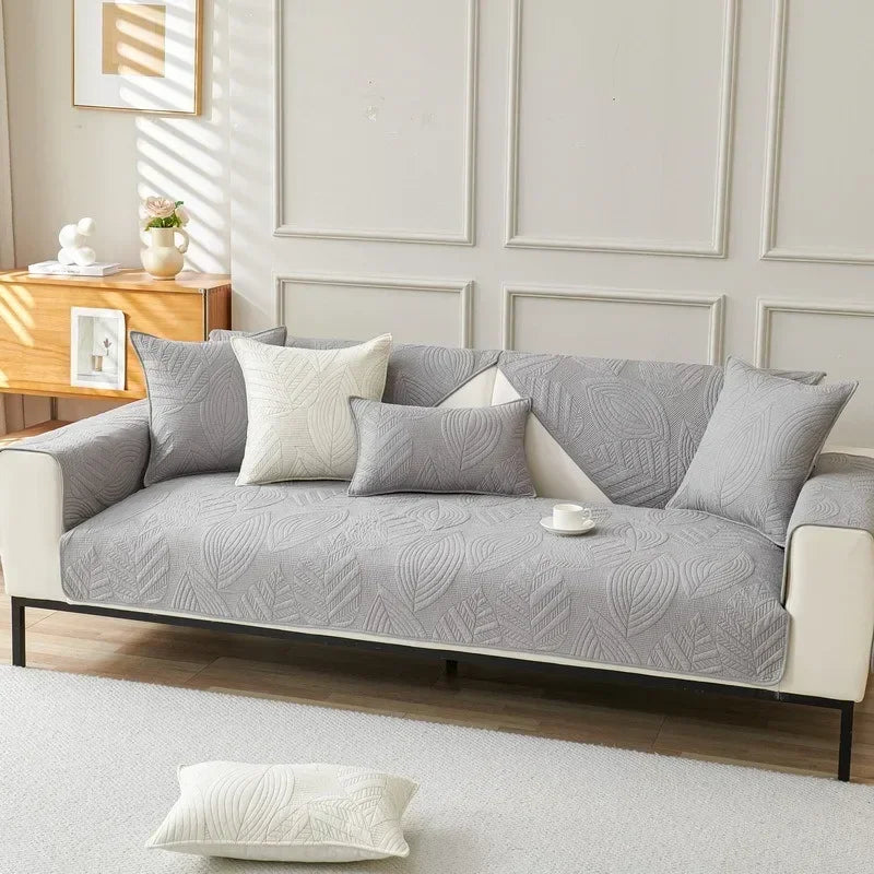 Nordic Simple Solid Color Sofa Cushion Four Seasons Pure Cotton Fabric Anti-slip Full Cotton Sitting Pad Modern Sofa Cover Home