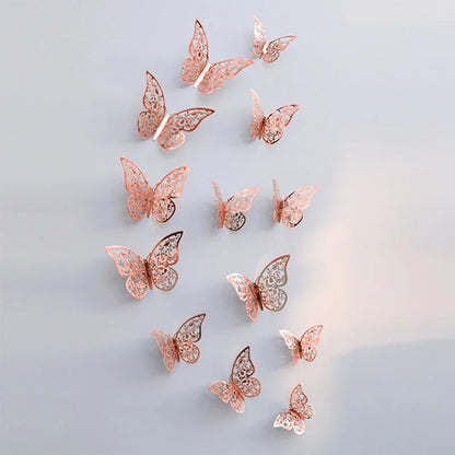 12Pcs 3D Hollow Butterfly Wall Stickers