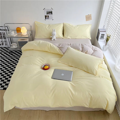 Purple Duvet Cover Microfiber Lavender Double Size Bedding Set,3pcs Comforter Cover with Zipper Closure Reverse Pink Quilt Cover