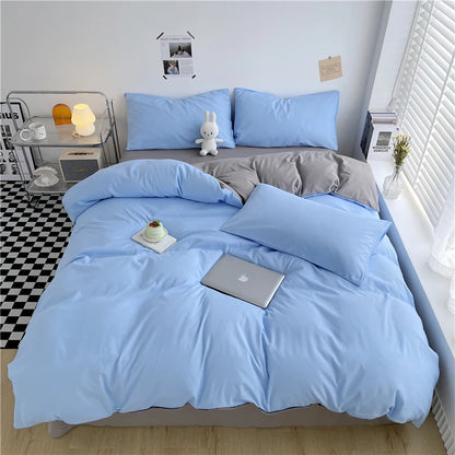 Purple Duvet Cover Microfiber Lavender Double Size Bedding Set,3pcs Comforter Cover with Zipper Closure Reverse Pink Quilt Cover