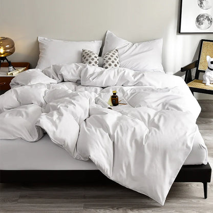 Bed Linen Bedding set Washed Cotton Four-Piece Bed Sheets Set Solid Color Green Simple Bed Quilt Cover Comforter Cover Duvet