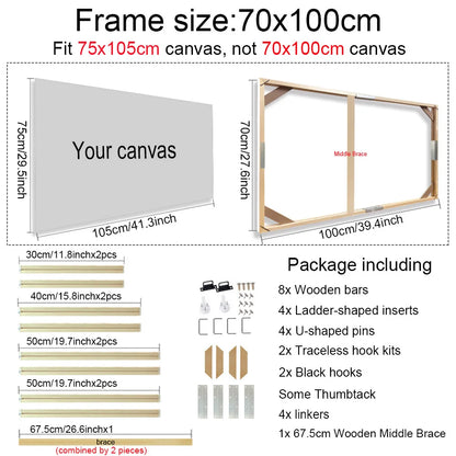30x40 40x60 50x70cm Canvas Frame Wooden Frames Wooden Photo Oil Painting Canvas Diamond Painting Frames Canvas Wood Wall Frame