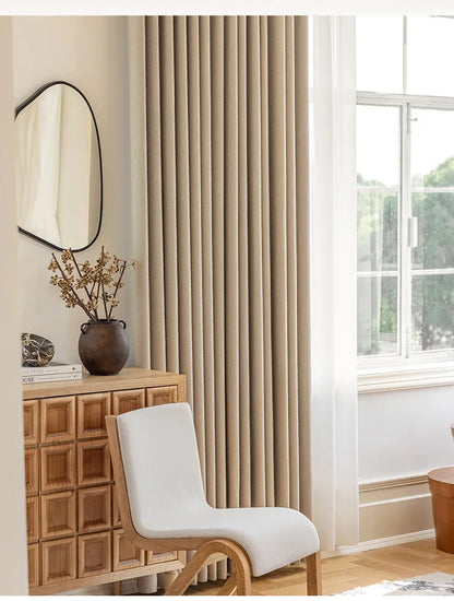 Custom Beige Chenille Luxury Curtains